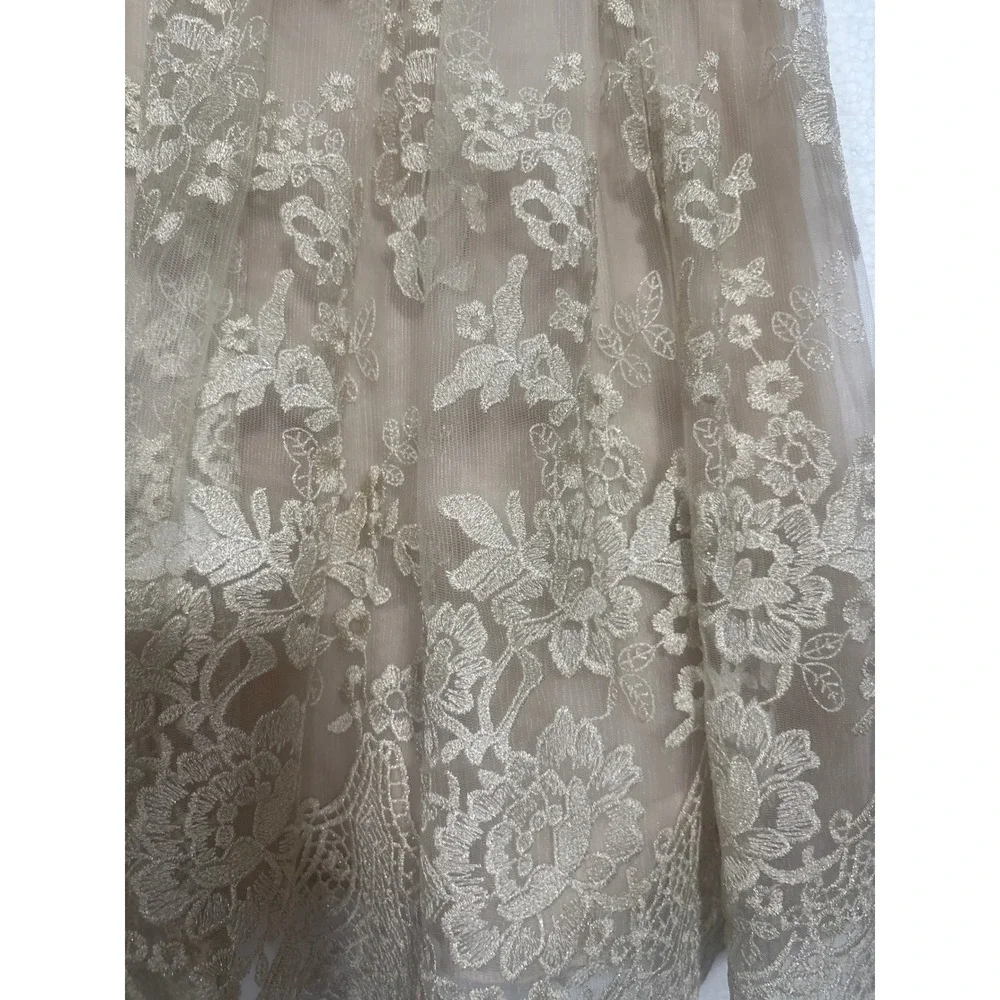 Alice + Olivia Juliane Lace Mini Dress Cream Bridal Ballerina Deep V Back S